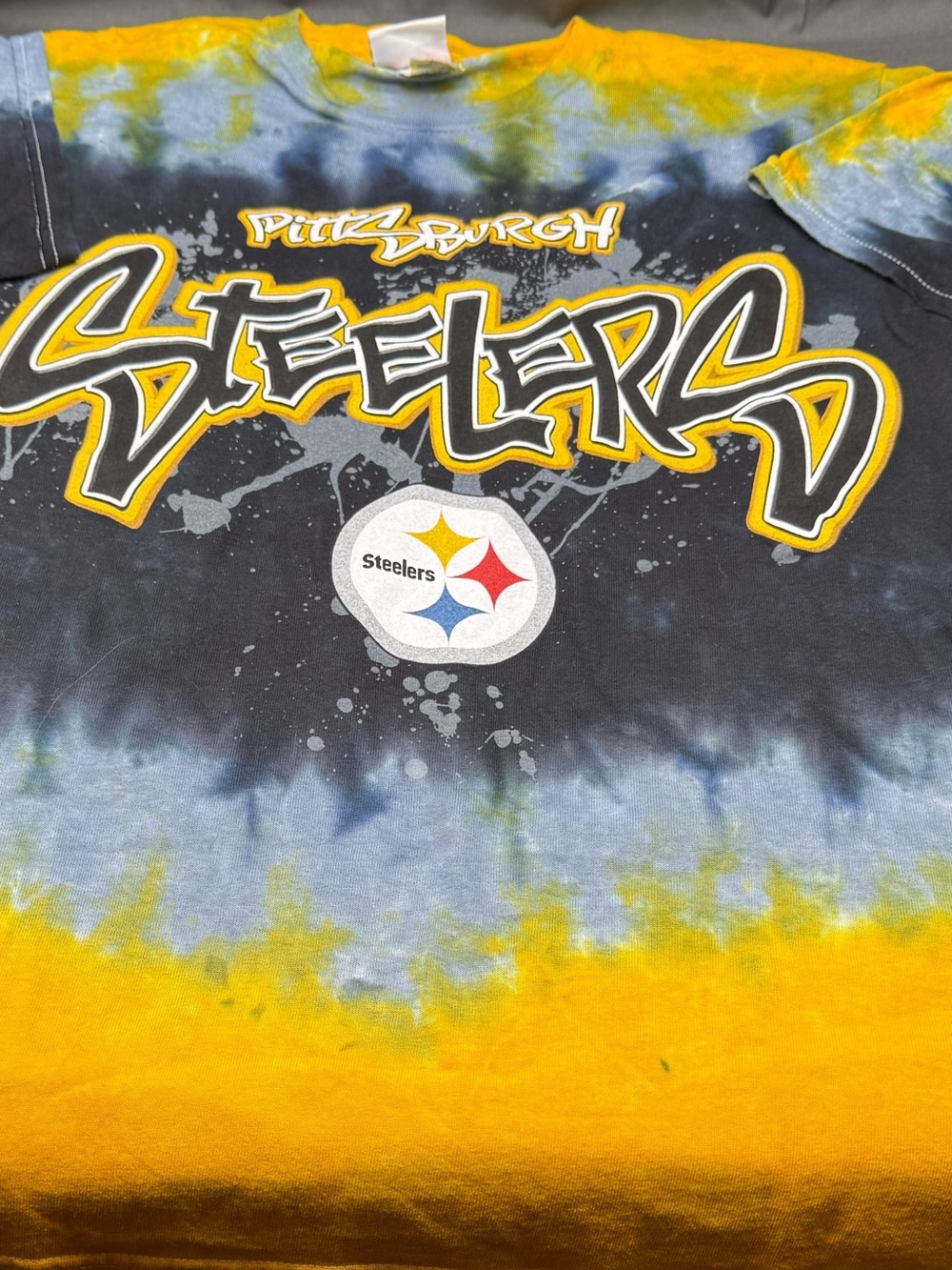 NFL Team Apparel Tie-Dye Label Tee - Yellow, Blue, Red and Black
